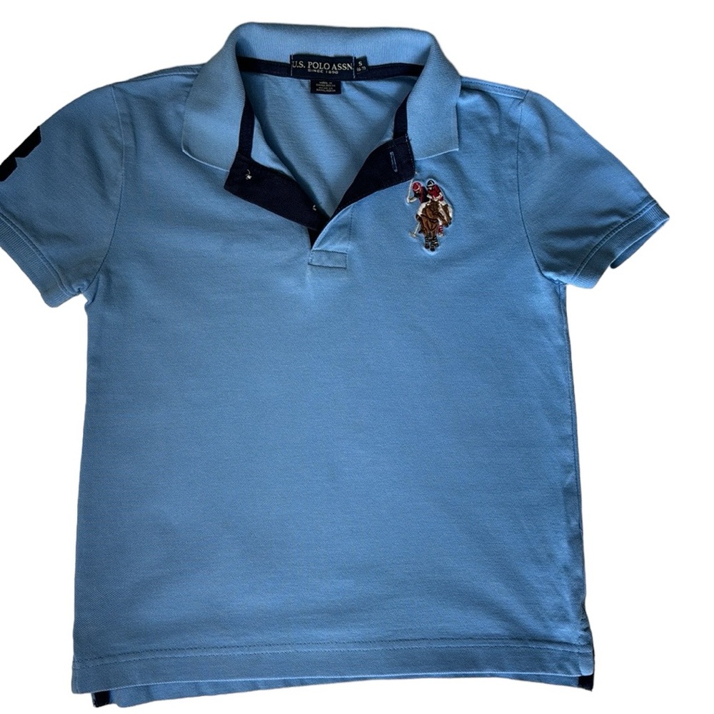 Boys’ Ralph Lauren U. S. Polo Assn Denim Blue Embroidered iconic Polo Sz S 6, 7